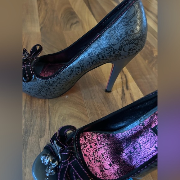 Iron Fist Black and Pink Floral Heels - Picture 7 of 8